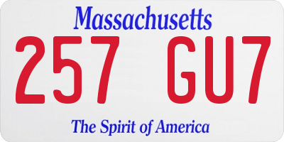 MA license plate 257GU7