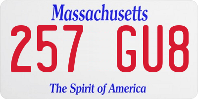 MA license plate 257GU8