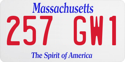 MA license plate 257GW1