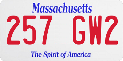 MA license plate 257GW2