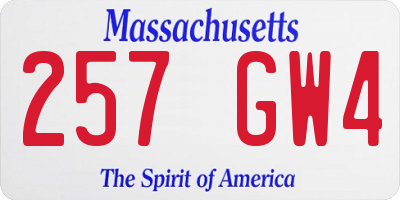 MA license plate 257GW4