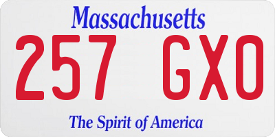 MA license plate 257GX0