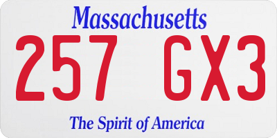 MA license plate 257GX3