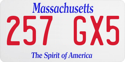 MA license plate 257GX5
