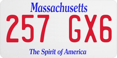 MA license plate 257GX6