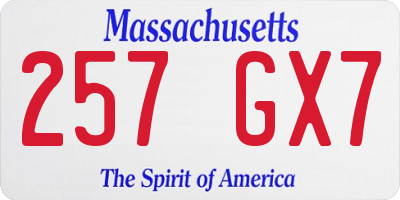 MA license plate 257GX7