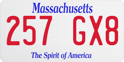 MA license plate 257GX8