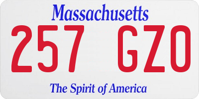 MA license plate 257GZ0
