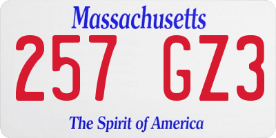 MA license plate 257GZ3