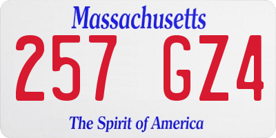 MA license plate 257GZ4