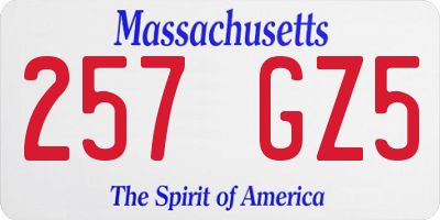 MA license plate 257GZ5
