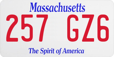 MA license plate 257GZ6