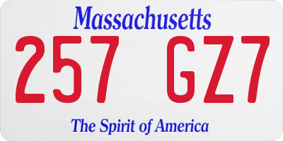 MA license plate 257GZ7