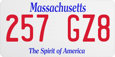 MA license plate 257GZ8