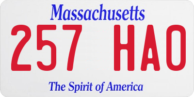 MA license plate 257HA0