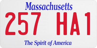 MA license plate 257HA1