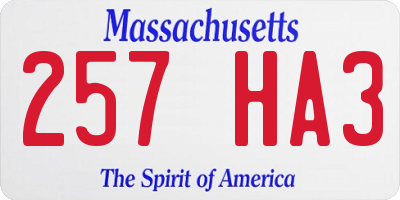 MA license plate 257HA3