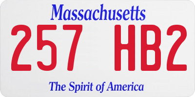 MA license plate 257HB2