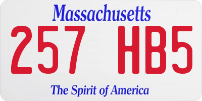 MA license plate 257HB5