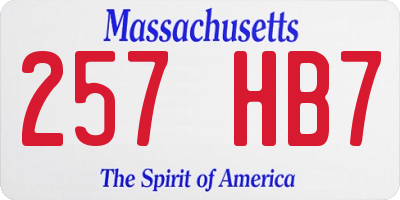 MA license plate 257HB7