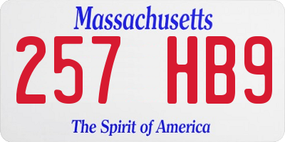 MA license plate 257HB9