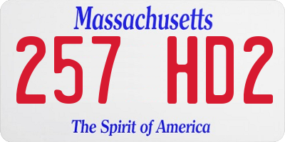 MA license plate 257HD2