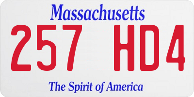 MA license plate 257HD4