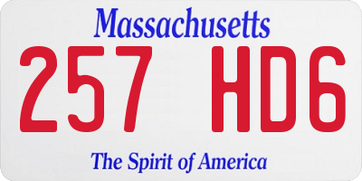 MA license plate 257HD6
