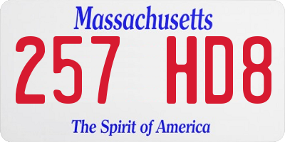 MA license plate 257HD8