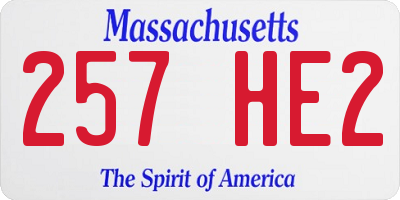 MA license plate 257HE2