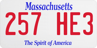 MA license plate 257HE3