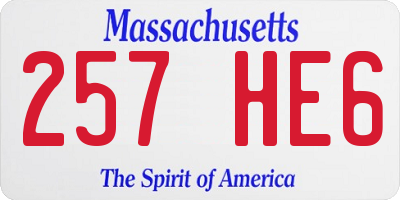 MA license plate 257HE6