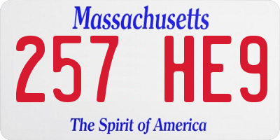 MA license plate 257HE9