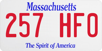 MA license plate 257HF0