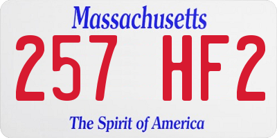MA license plate 257HF2