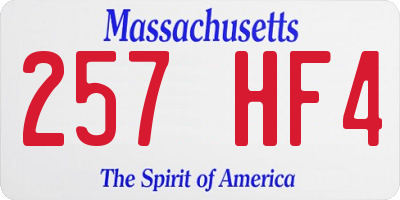 MA license plate 257HF4