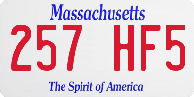 MA license plate 257HF5