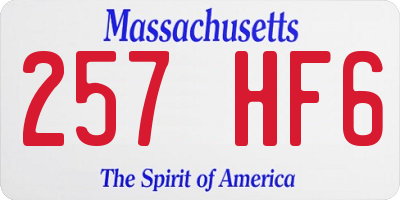 MA license plate 257HF6