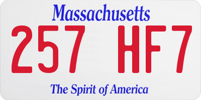MA license plate 257HF7