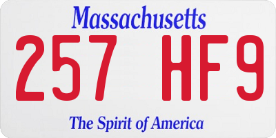 MA license plate 257HF9