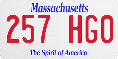 MA license plate 257HG0