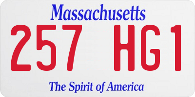 MA license plate 257HG1