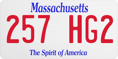 MA license plate 257HG2