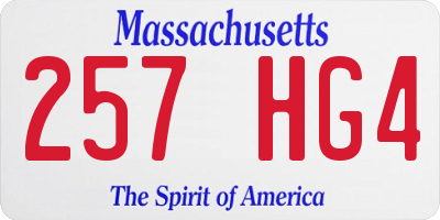 MA license plate 257HG4