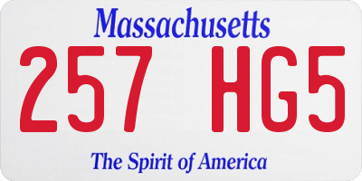 MA license plate 257HG5