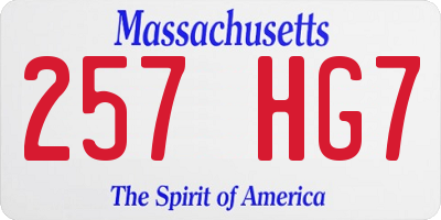 MA license plate 257HG7