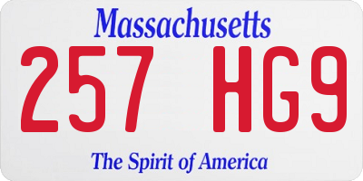 MA license plate 257HG9