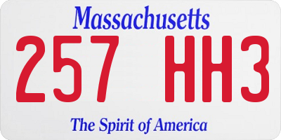 MA license plate 257HH3