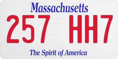 MA license plate 257HH7