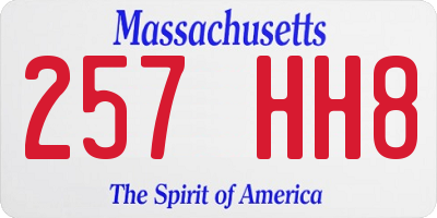 MA license plate 257HH8
